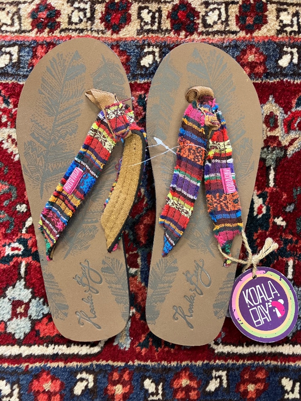 New Womens Koala Bay Boho Rustic Flip Flops Sandals - EU 36 / USA 5.5-6
